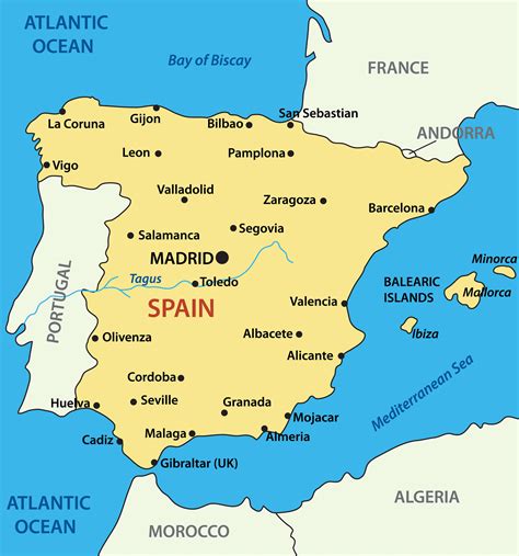 map of spain with cities spain